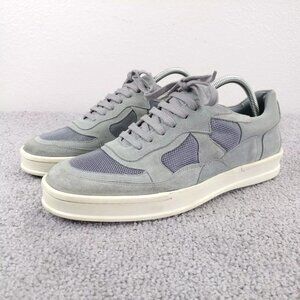 Rene Lezard Mens 41 EU Shoes Low Top Leather Comfort Sneakers Gray Blue Lace Up